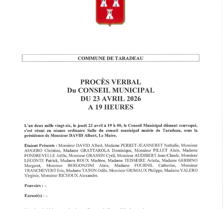 Procès verbal du conseil municipal du 23/04/2026 approuvé le 29/06/2026
